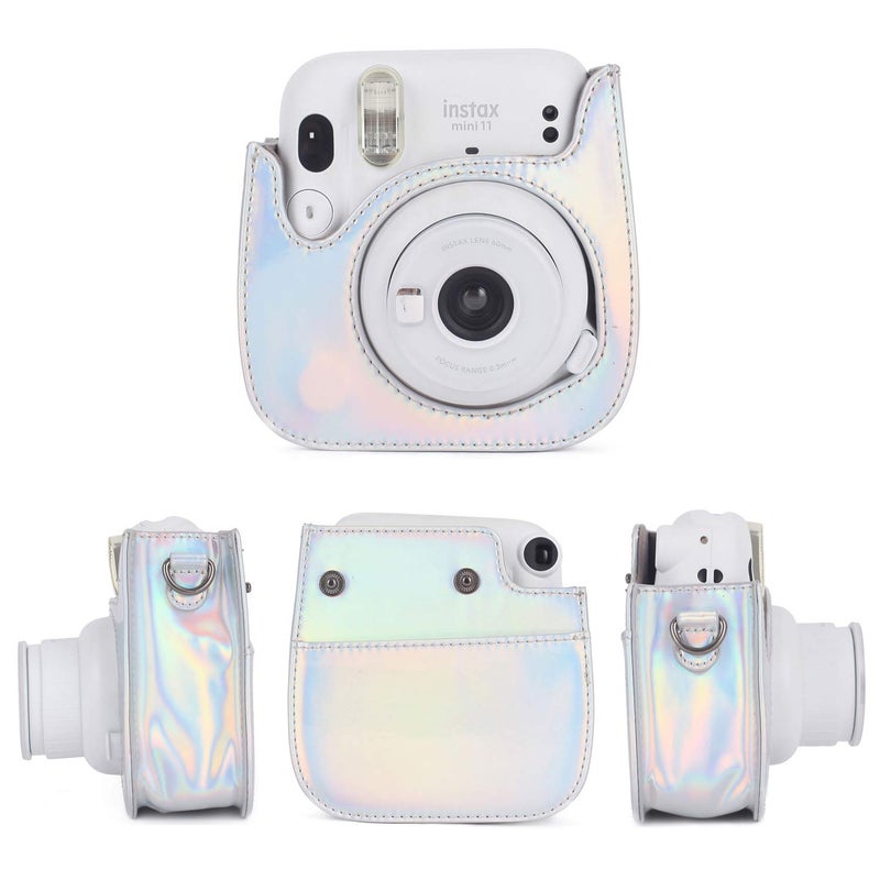 Phetium Instant mini 12 Camera Protective Case Compatible with Instax Mini 12 11,PU Leather Bag with Pocket and Adjustable Shoulder Strap (Magic Silver) - Image 2